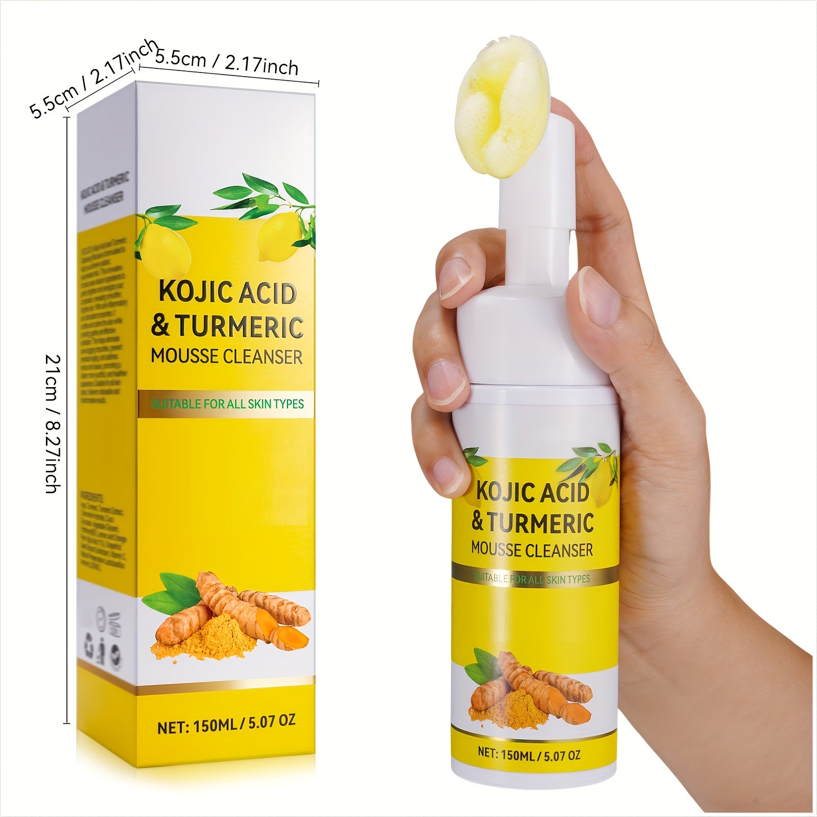 2pcs 300ml Kojic Acid Facial Cleansing Mousse, Deep Pore Cleansing, Large Capacity, Day And Night