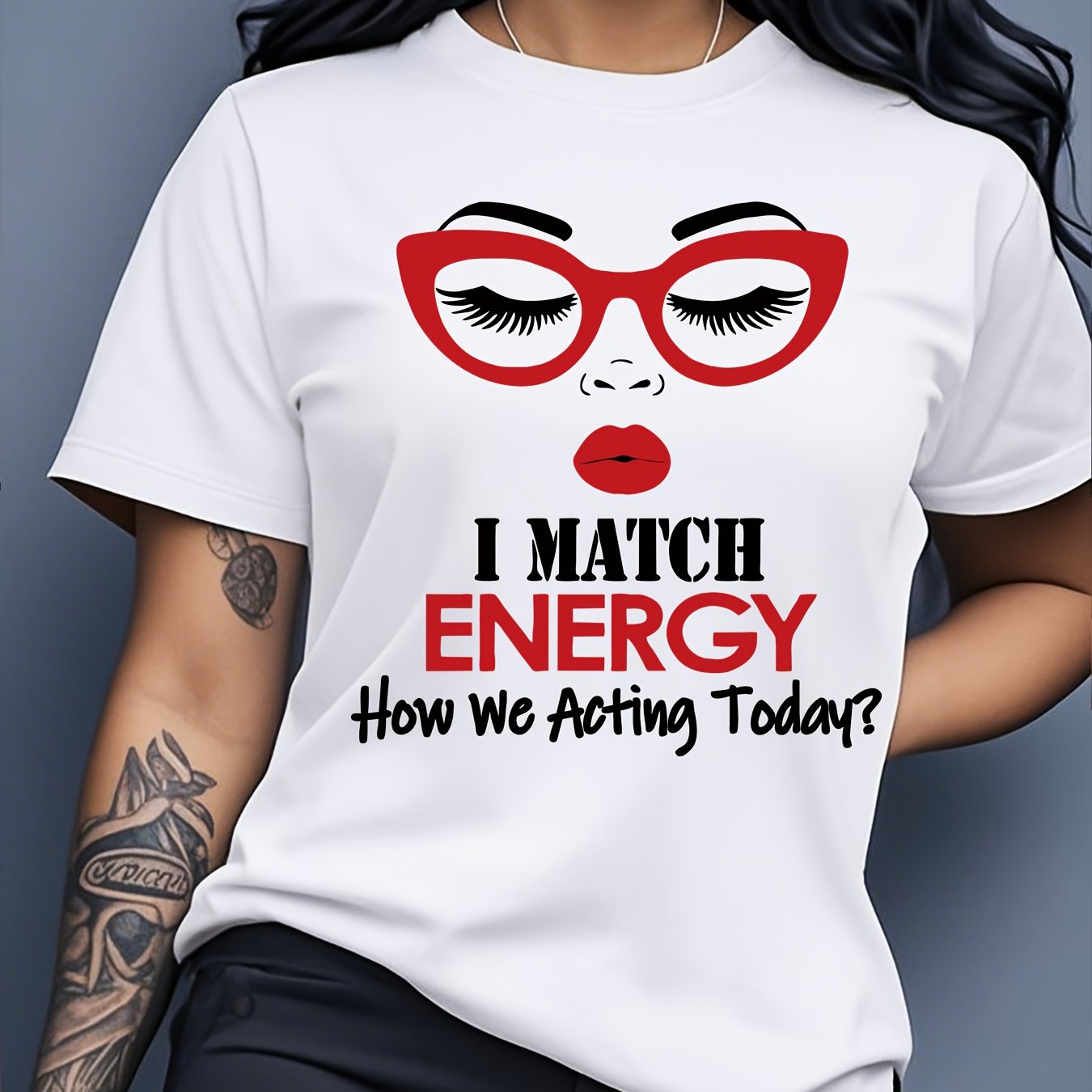 Graphic Print Crew Neck T-shirt, Short Sleeve Casual Top For Spring & Summer, Women's Clothing