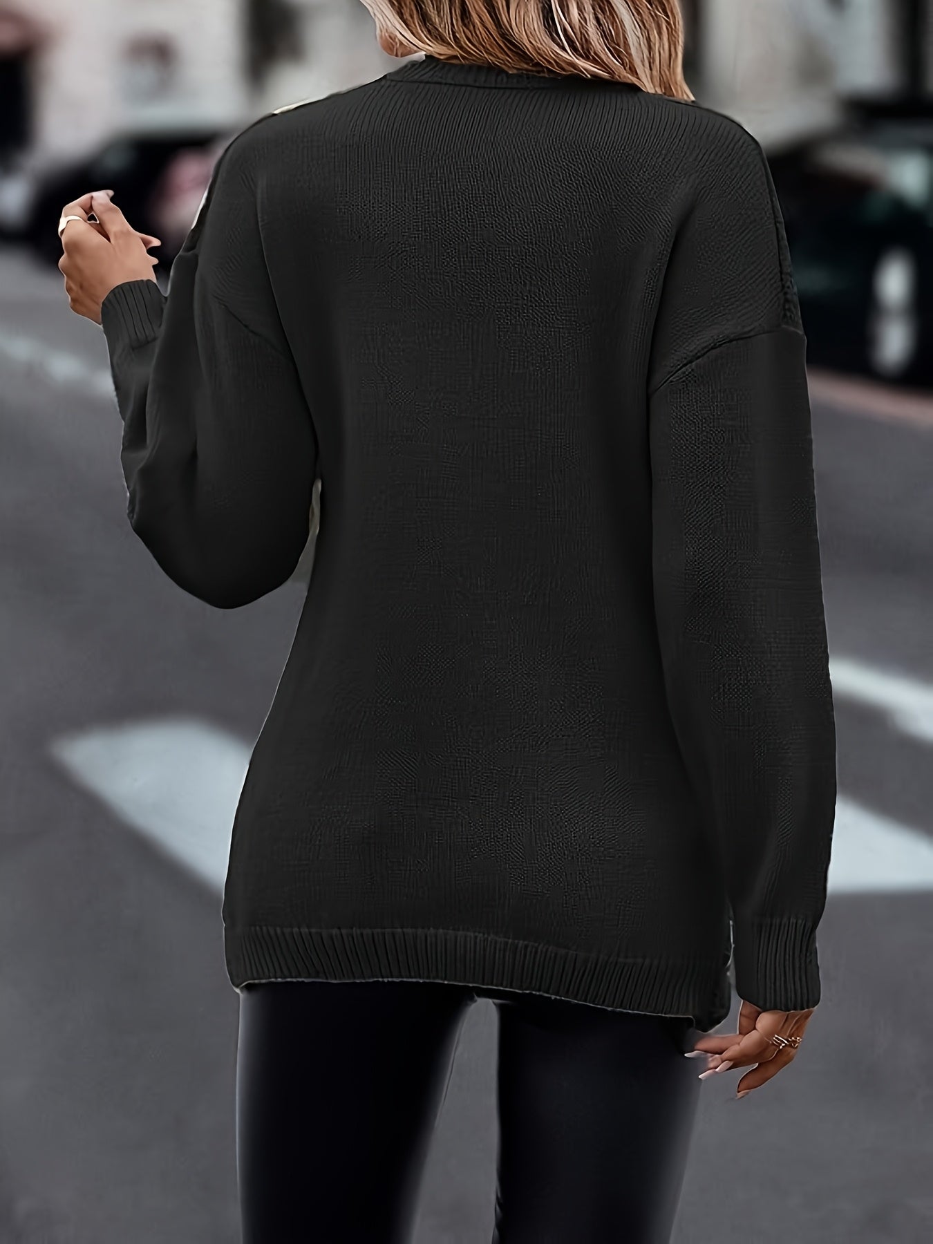 Cable Knit Cross Front Sweater - Elegant Long Sleeve Sweater For Fall & Winter - Women's Clothing - Soft & Cozy Knit Material - Perfect Gift for Women
