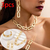 3pcs Personalized, Fashionable, Elegant, Retro Style Golden Necklace, Geometric Earrings, Bracelet Jewelry, Square Style Leopard Print Golden Necklace, Bracelet Earrings Set Suitable for Parties and Banquets