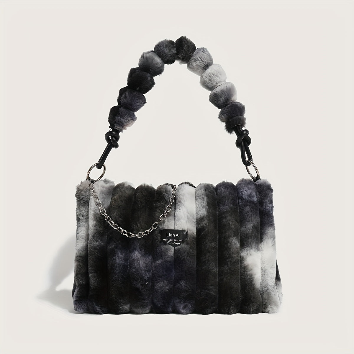 Chic Tie-Dye Plush Crossbody Bag for Women - Large Capacity, Adjustable & Detachable Strap, Zip Closure, 2024, Shoulder Crossbody, Suitable for Girls