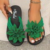 Women'S Bohemian Flip Flops - Black, Red, Green & Pink with Floral Accents, Casual Sandals for Beach, Pool & Everyday Wear, All-Season Comfort, Rubber Sole, Slip-On Style, Casual Footwear | Bohemian Style | Rubber Sole Sandal