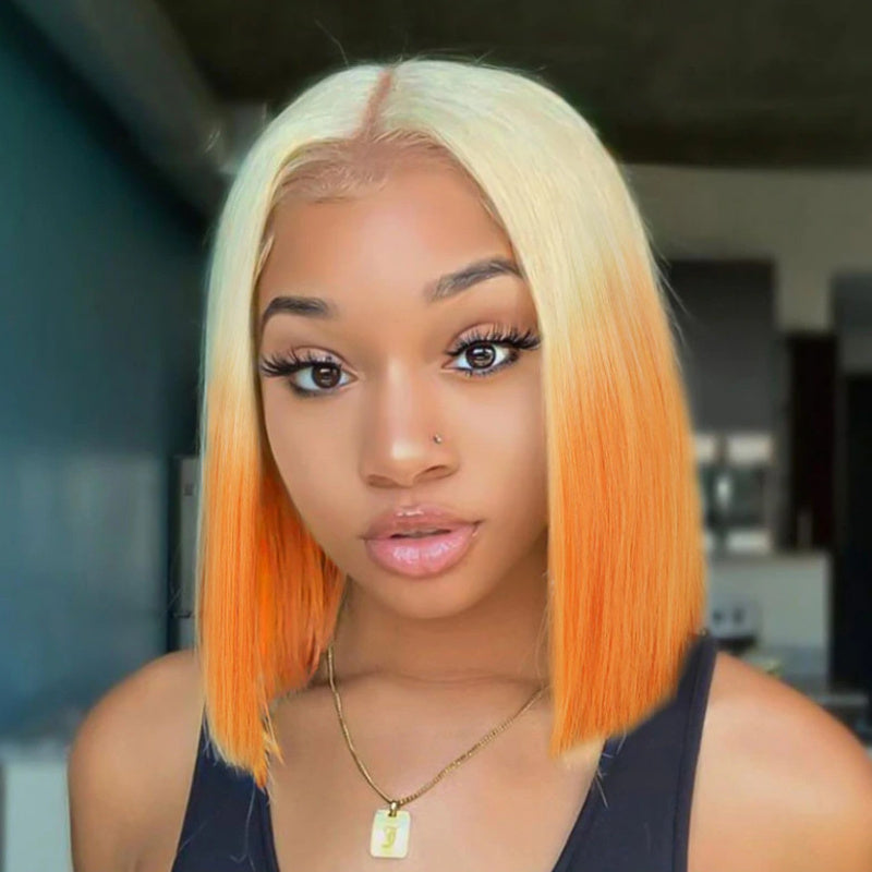 Bobo Wig Hair, European And American Wig, Women'S Short Straight Hair, Gradually Changing Color Synthetic Headband Wig, Hair Extensions And Accessories, Suitable for Parties Or Daily Use.