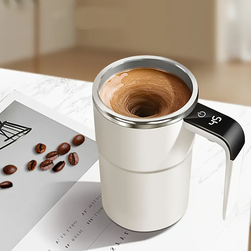Portable Magnetic USB Rechargeable Self-Stirring Coffee Mug with Smart Temperature Display for Home & Office