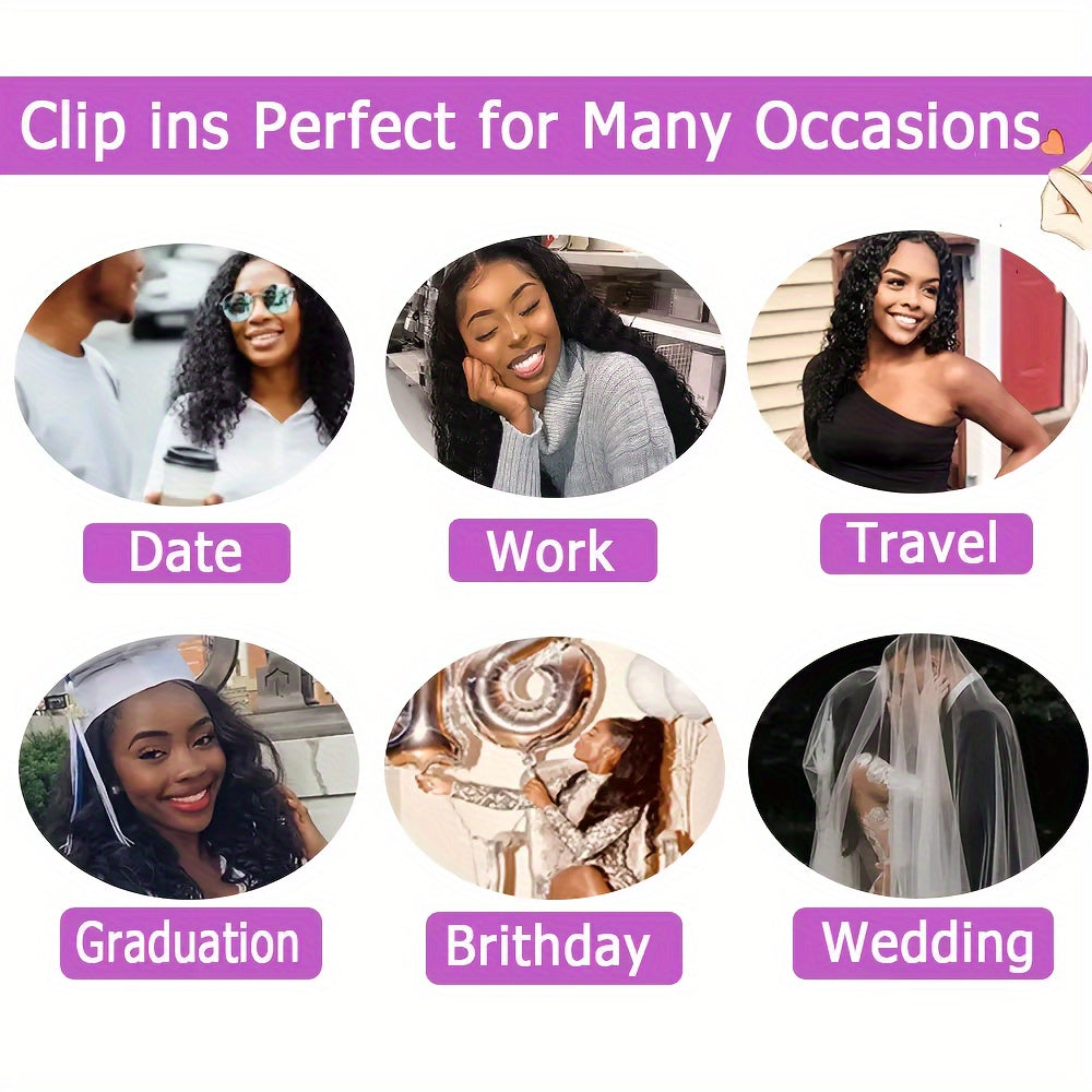Natural Black Kinky Curly Clip Ins Hair Extensions 14 Inch Invisible Clip In Hair Extensions Real Human Hair 8Pcs 18 Clips Soft Clips Hair 120g Curly Hair Extensions
