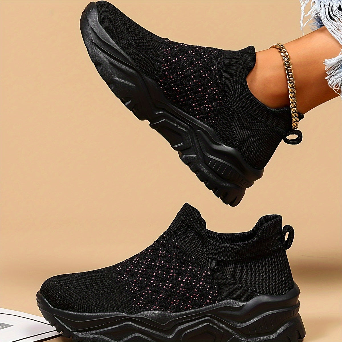 Women's Simple Plain Lace Up Low Top Sneakers - Casual Breathable Lightweight Socks Shoes, Minimalist Running Shoes Sporty Sneakers - For Women - Suitable for Running, Walking, Everyday Wear - Perfect Gift for Fitness Enthusi