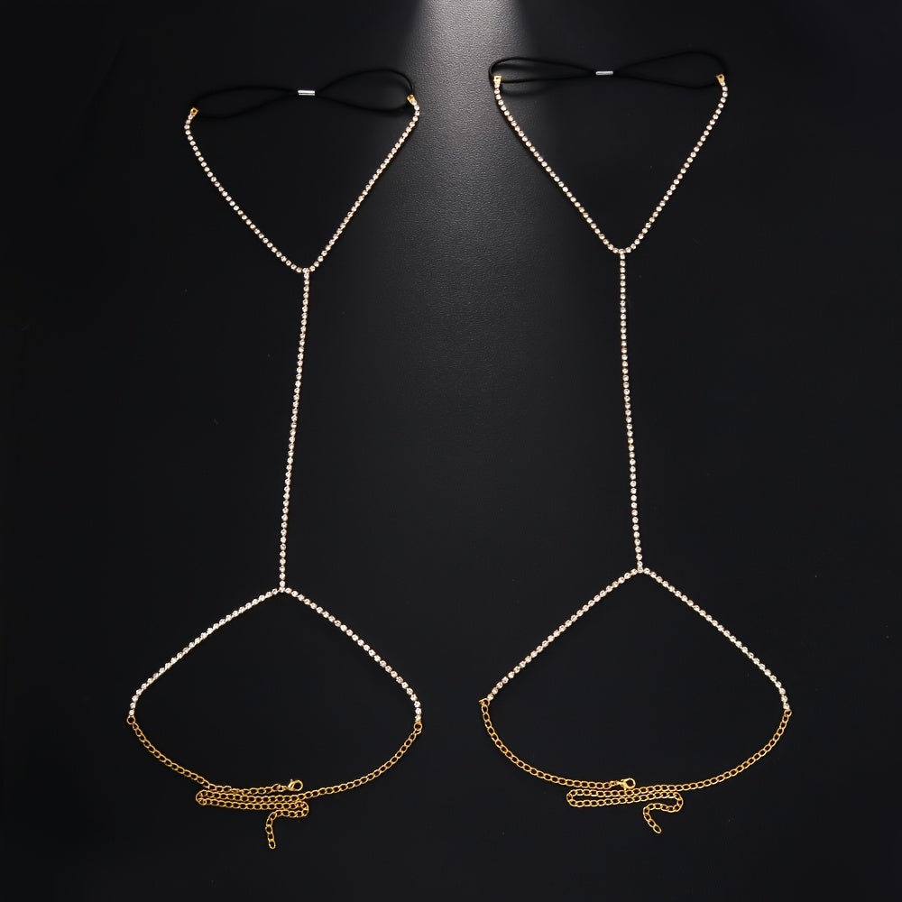 Sparkling Rhinestone Adjustable Thigh Chains, Sexy Elastic Body Chain Leg Rings, Simple Alloy Body Jewelry for Nightclub Party, Valentine'S Day Gift, All-Season Wear