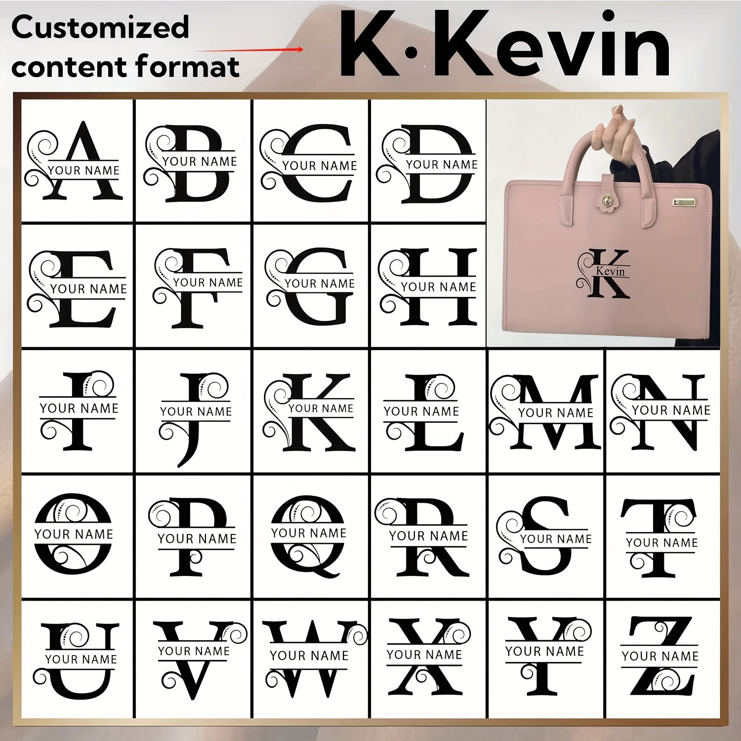 1 Pink PU Leather Laptop Tote Bag with Personalized Name, Floral Pattern, Magnetic Flap Closure, Portable Briefcase for Office and School