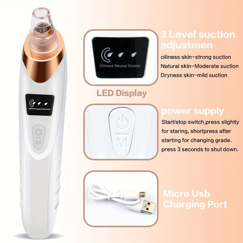 2023 Newest Pore Vacuum, Facial Pore Cleaner - 5 Suction Power, 5 Probes, USB Rechargeable Vacuum Kit Electric Tool for Adult