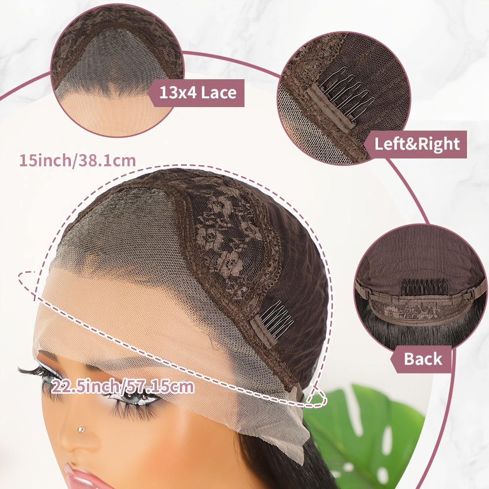Glueless Long Loose Curly Lace Front Wig - Natural Black, Pre-Plucked 13x4 Free Part, Heat Resistant Synthetic Hair, 24" with Adjustable Straps & Combs for Women, Perfect for Daily Wear, Parties, Weddings & Special Occasions