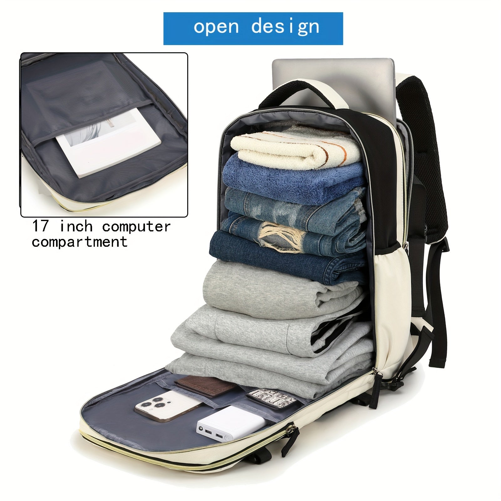 Airline-Approved Waterproof Laptop Backpack - Travel College Computer Bag with Shoe Compartment - Suitable for Both Women and Men