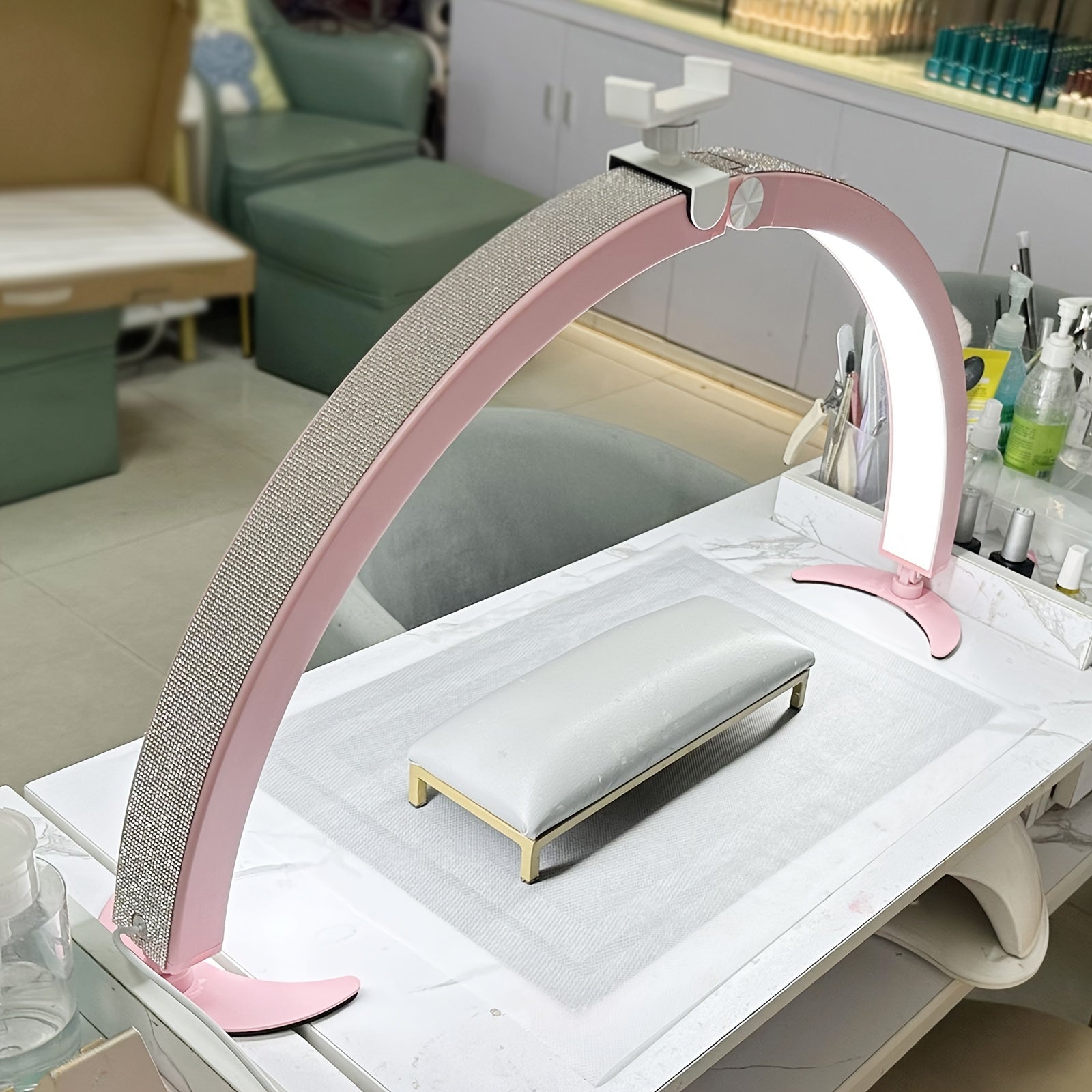 Nail Studio Set Lamp, Eyelash Lamp, Foldable Half Moon Lamp, With Remote Control And Phone Stand, 7 Colors And 10 Brightness Can Be Adjusted For Salon Nail/tattoo/eyebrow Tattoo/facial Beauty Lamp