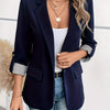 Stylish Women's Blazer with Striped Cuff Detail - 100% Polyester, Single Button Closure, Regular Fit, Long Sleeves, Perfect for Spring & Fall Casual or Semi-Formal Wear, Casual Women's Wear | Versatile Fashion | Polyester Fab