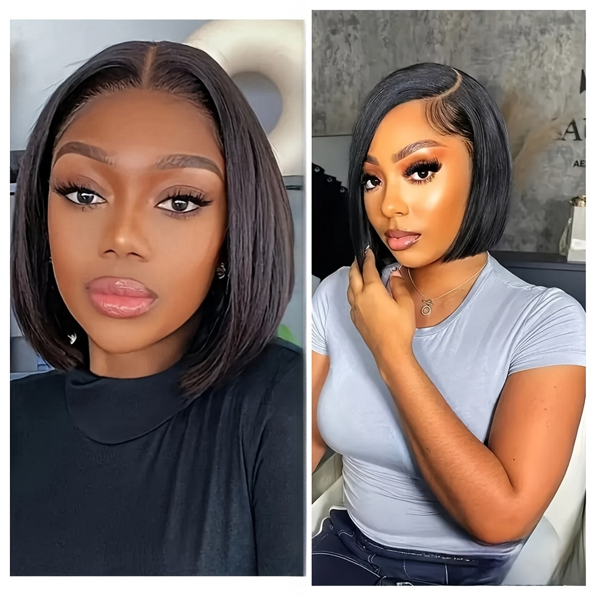 TIMOPOL Bob Wig Human Hair Glue-Free 13x4 Lace Front Wig Human Hair 10-16 "pre-drawn High Definition Clear Lace 150% Density Short Bob Wig for Women