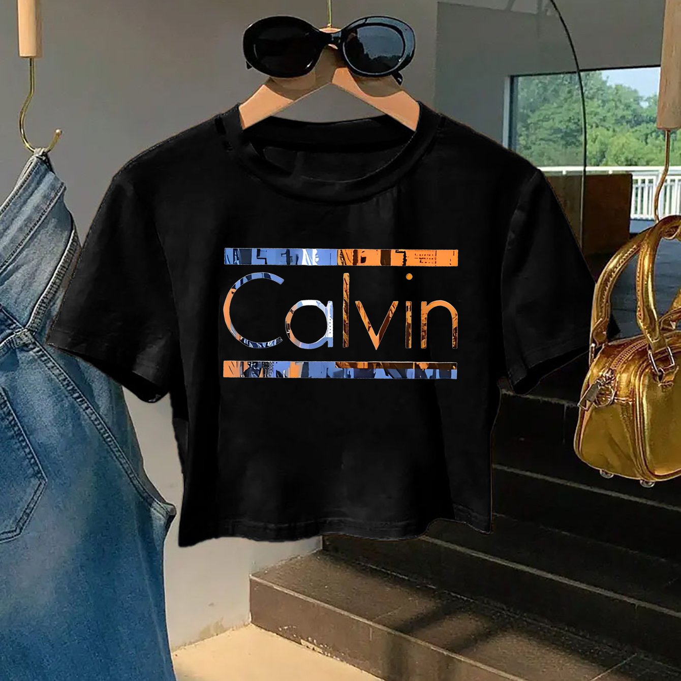 Women'S Y2K Style "Calvin" Graphic Tee - Soft & Comfortable Short Sleeve T-Shirt, Casual & Fashionable, Spring/Summer Top, Casual Wear | Playful Print | Comfortable Fit, Ladies T Shirts