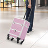 1pc Rolling Oversized Makeup Case with 4 Built-In Trays And a Handle for Easy Movement. It Is an Exclusive Wheeled Storage Tool for Nail Technicians, Artists, Beauticians, And Stylists
