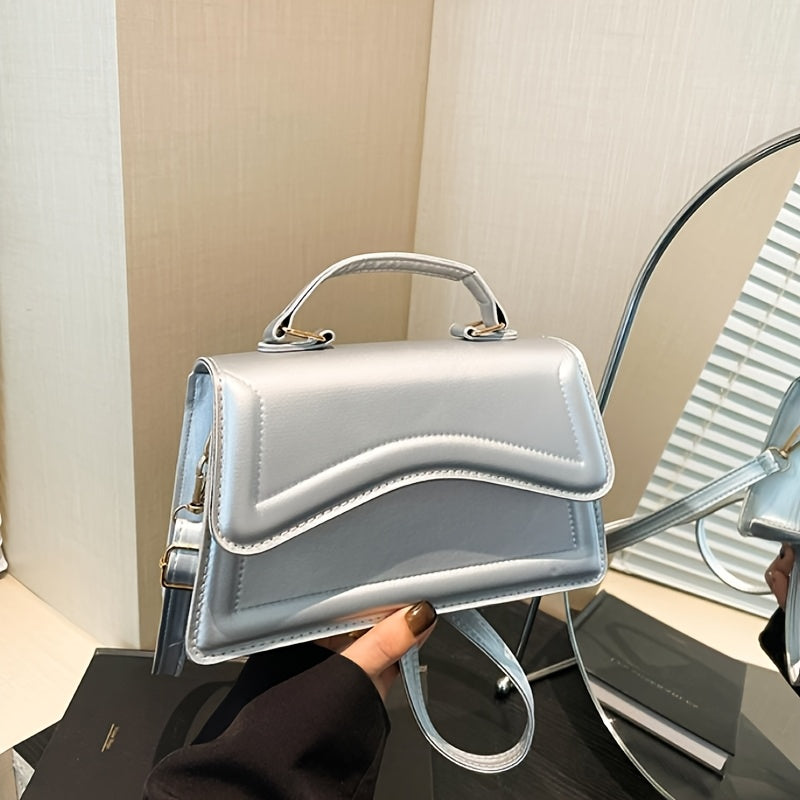 Stylish Mini Shoulder Bag, Women's Crossbody Bag, Solid Flap Square Tote