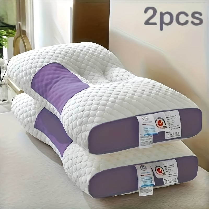 2pcs Modern Pillow with SP Neck Support, Breathable Moisture-Wicking Sweat, Polyester Fiber Cover And 100 Polyester Fiber Filling, Machine Washable, Zipper  All-Season Multi-Purpose Bedding for Any Sleeping Position