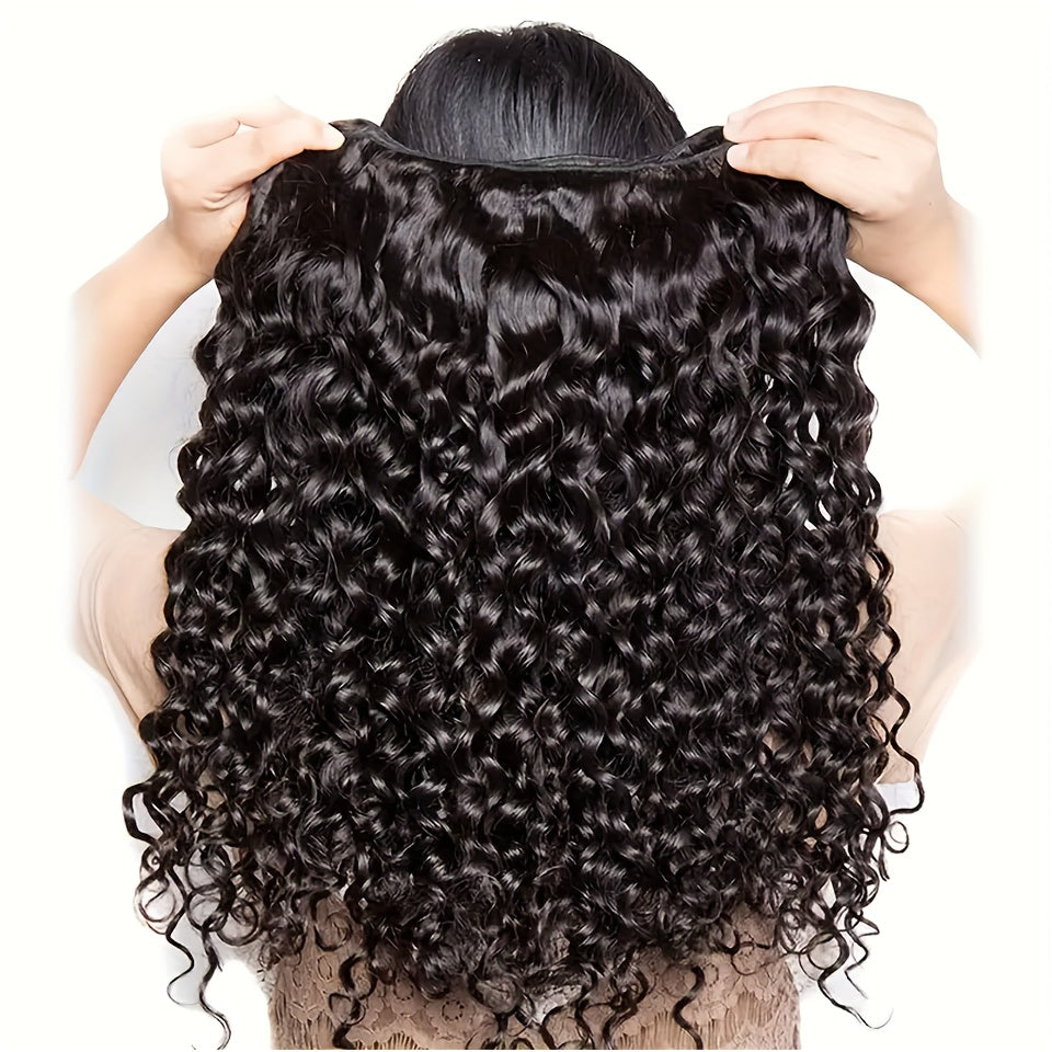 3 Bundles Deep Wave Human Hair Bundles 3 Bundles Deals Human Hair Extensions 12A 100% Unprocessed Virgin Brazilian Deep Curly Bundles Human Hair Remy Curly Weave Hair Bundles Natural Black Color