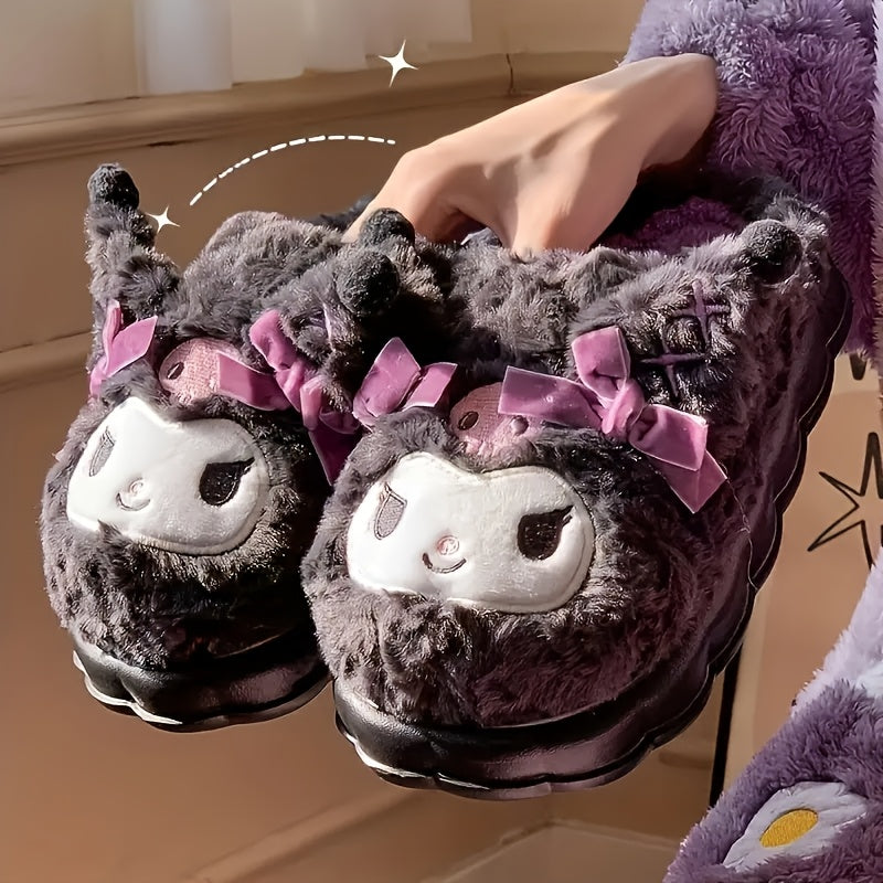 Sanrio Hello Kitty Women'S Cozy Fleece-Lined Winter Slippers, Indoor Warm Slippers, New Year Gift, Non-Slip, Washable, Holiday Present.