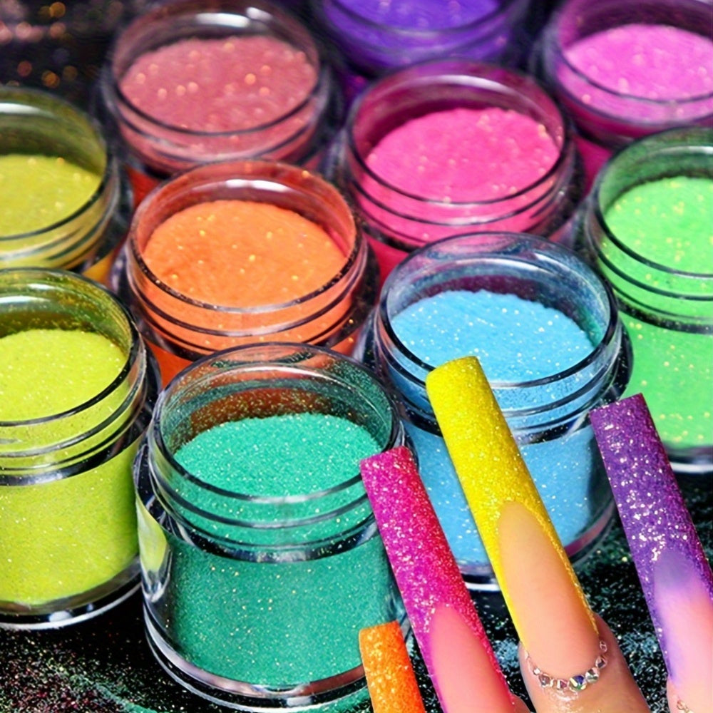 10 Bottles Shiny Candy Nail Glitter Iridescent Sparkly Sugar Powder Chrome Pigment Dust for Nail Polish DIY Manicure Art Decoration - Vibrant Colors, Unscented, Perfect for Party Decorations, Party Decorations | Vibrant Nail