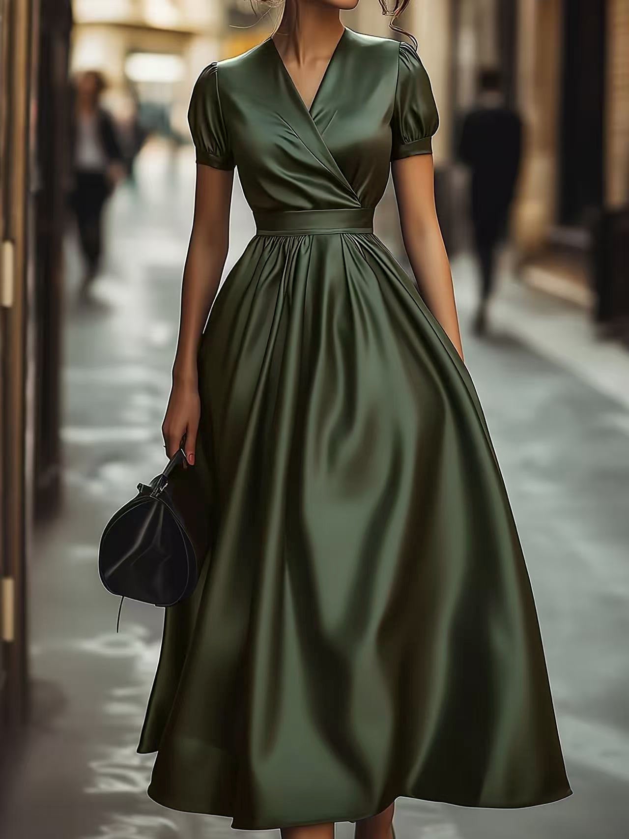 Figure-flattering French-style Dress With A Sophisticated Flowy Silhouette