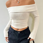 Elegant Off-The-Shoulder Knitted Sweater Dress - Soft Polyester Knit Fabric, Solid Color, All-Season Comfort, Chic Relaxed Fit, Versatile Wardrobe Essential for Women