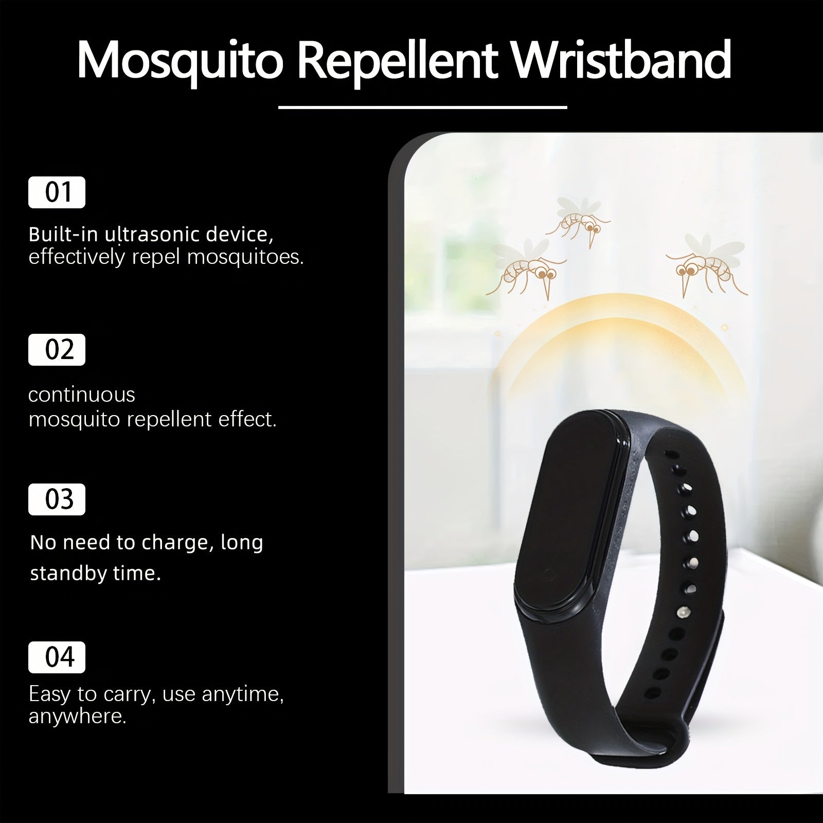1pc Unisex Fashionable Sports Electronic Mosquito Repellent Wristband, Touch Screen, Casual Style, Plastic Material, No Precious Metal Plating, Pridola