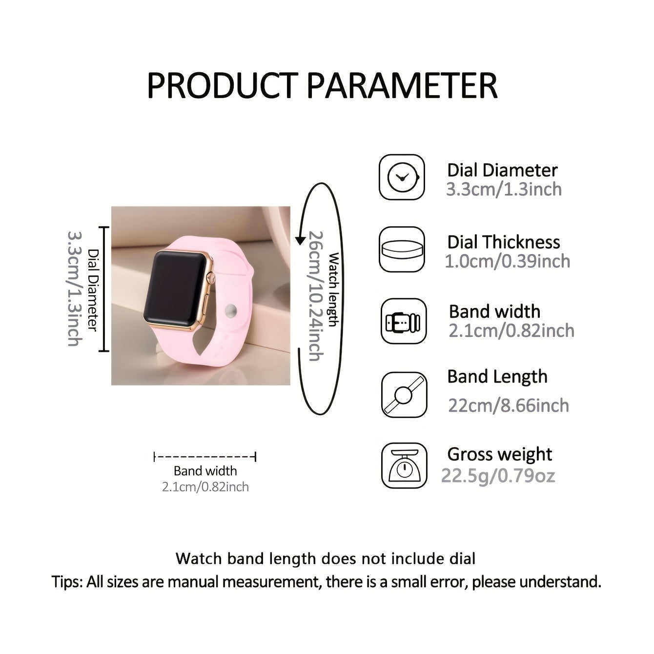 5pcs Digital Watch, Sports Fashion, Plastic Case, Silicone Band, Non-rechargeable Button Battery (Diameter＜20mm), Quadrate Electronic Watch, Luxury Bracelets, for Women, with Homecoming Season, Ramadan, Easter, Mother'S Day
