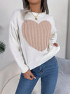 Long-Sleeved Pullover Sweater with a Sweet Heart Pattern for Autumn And Winter Casual Wear.