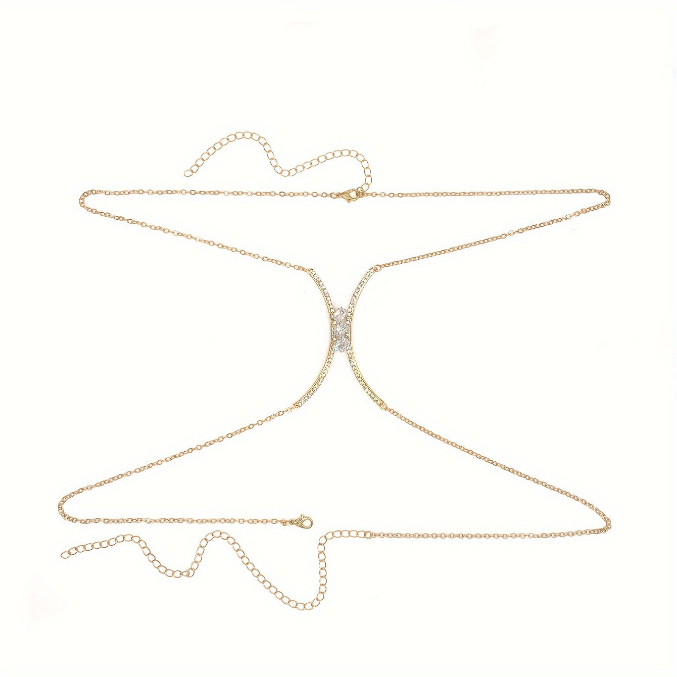 Glamorous Silvery-Plated Rhinestone Chest Chain - Sexy Body Jewelry for Parties & Casual Attire