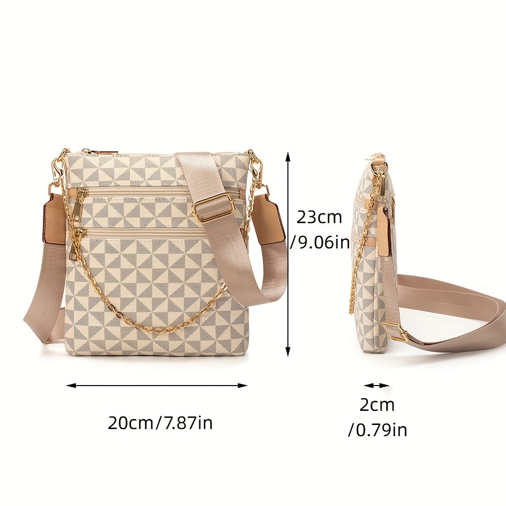 A Vintage-Style Crossbody Bag, Small Square Bag Made of, Multi-Pocket Shoulder Bag, Cambridge Messenger Bag.