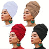 Set of 4 Bohemian Style Pleated Head Wraps, Elegant Solid Color Turban Caps, Breathable And Ultra Soft Extra Long Headbands for Women