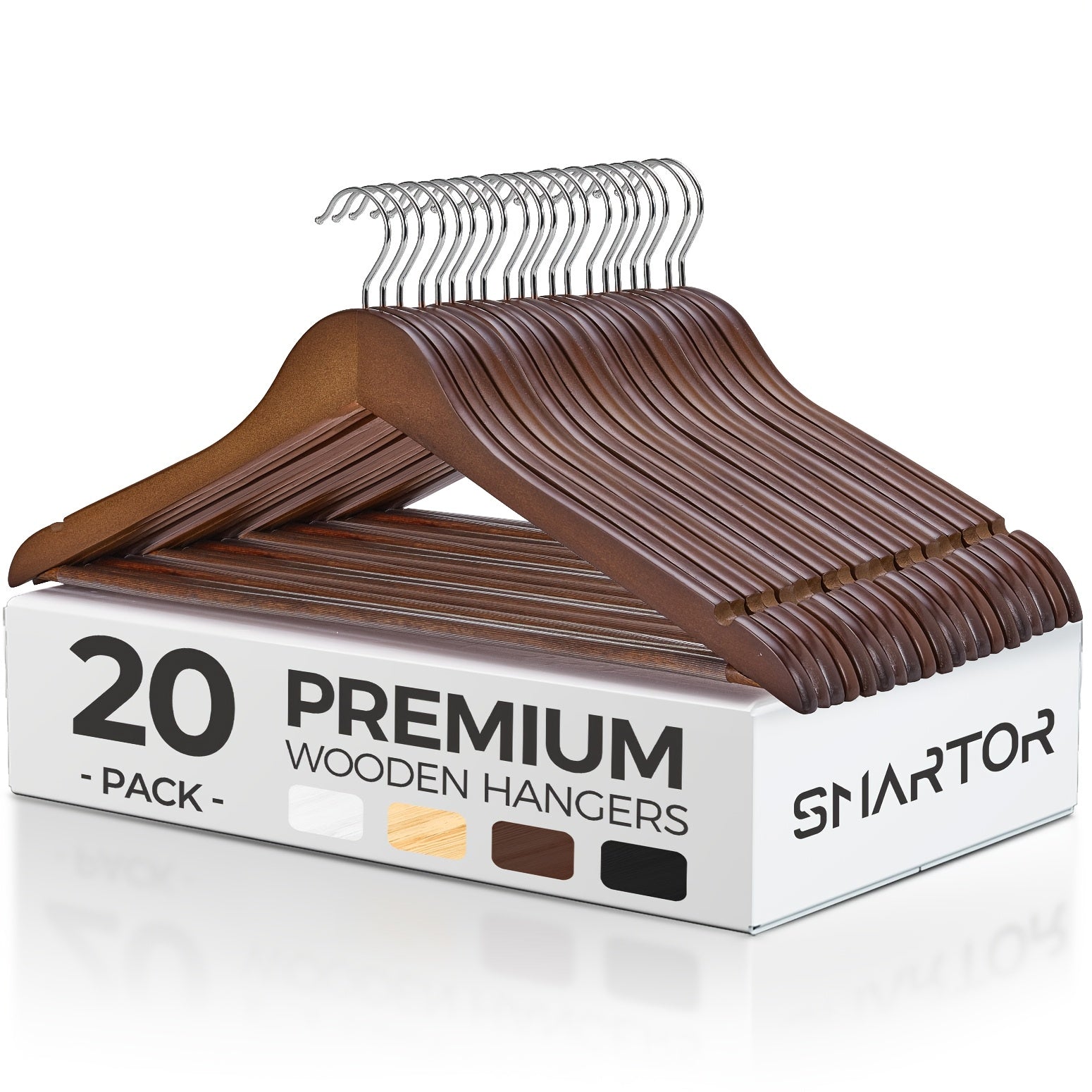 20/30pcs Sturdy Wooden Hangers Durable & Slim Clothes Hanger with 360° Rotatable Hook Natural Finish & Notches Wood Hangers Premium Coat Hanger for Closet Clothes Hangers (Natural/Walnut/Black) Clothing & Closet Storage
