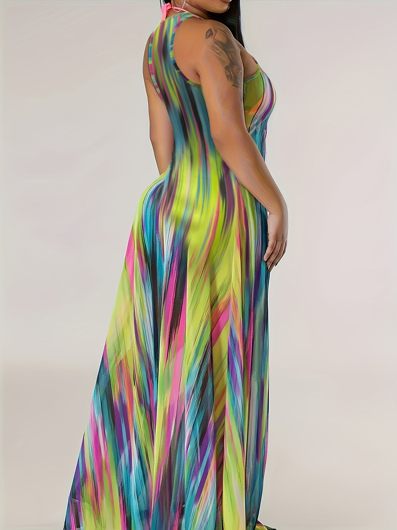 Plus-Size Sexy Sheer Split Sleeveless Beach Cover-Up Dress