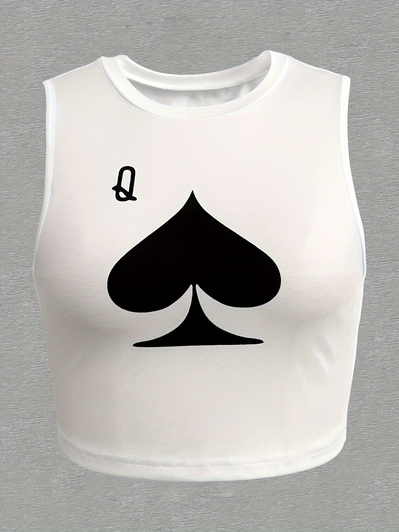 Lips Print Crew Neck Tank Top - Soft Micro Elastic Polyester Fabric, Semi-Sheer, Elegant, Customized Knit Fabric, Machine Washable - Perfect for Spring & Summer, Womens Casual Sleeveless Crop Top