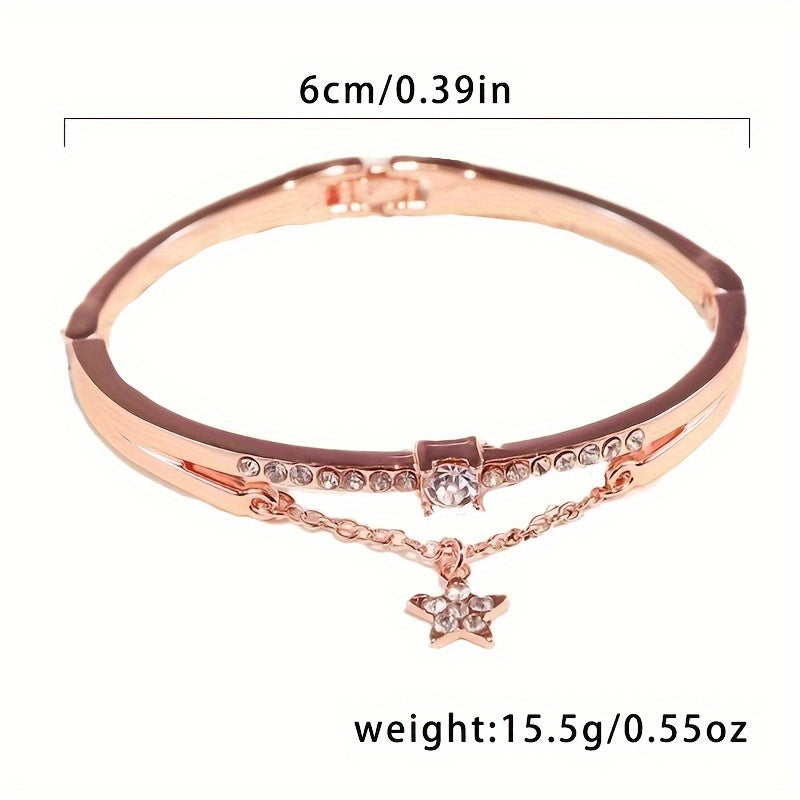 1 Women's Simple Casual Business Versatile College Style Quartz Watch Set + 1 Star Pendant Bracelet