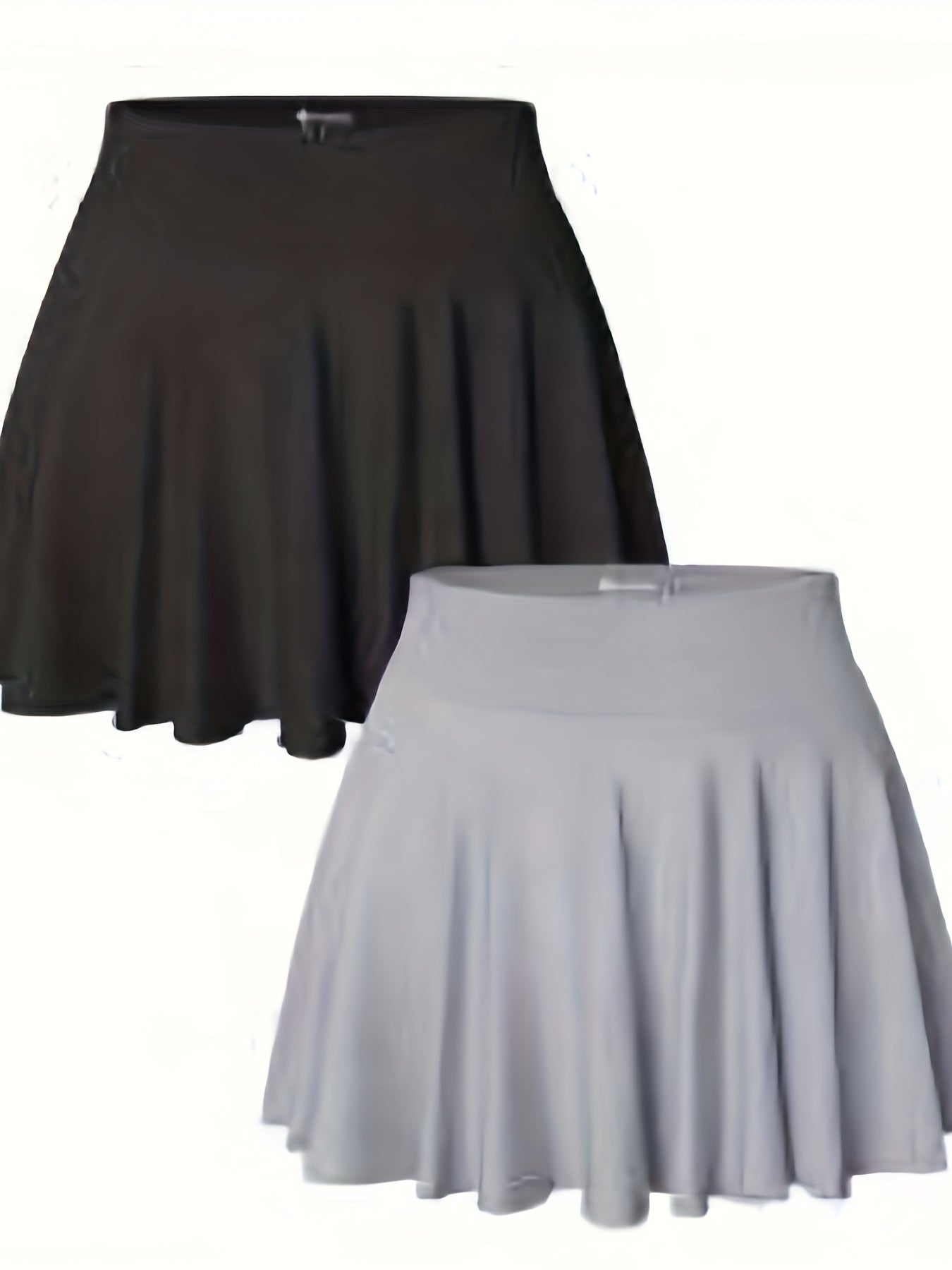 2pcs Women's Stretchy Flowy Mini Skirts - Light Blue & Pink, High Waist, Casual A-Line Cut, Soft Nylon Blend, Perfect for Casual Attire