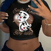 Women'S Y2K Graphic Crop Top T-Shirt - "Smile Now Cry Later" Design with Tears & Hearts, Black Short Sleeve Tee for Spring/Summer, Casual Streetwear Style, Spring Summer Top | Y2K Fashion | Stretchy Fabric