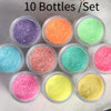 10 Bottles Shiny Candy Nail Glitter Iridescent Sparkly Sugar Powder Chrome Pigment Dust For Nail Polish DIY Manicure Art Decoration