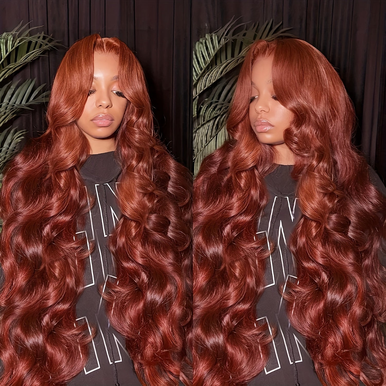 Reddish Brown Lace Front Wig Human Hair HD Transparent 13x4 Lace Front Wig Body Wave Human Hair Wig With Baby Hair 180% Density Pre-Plucked For Women