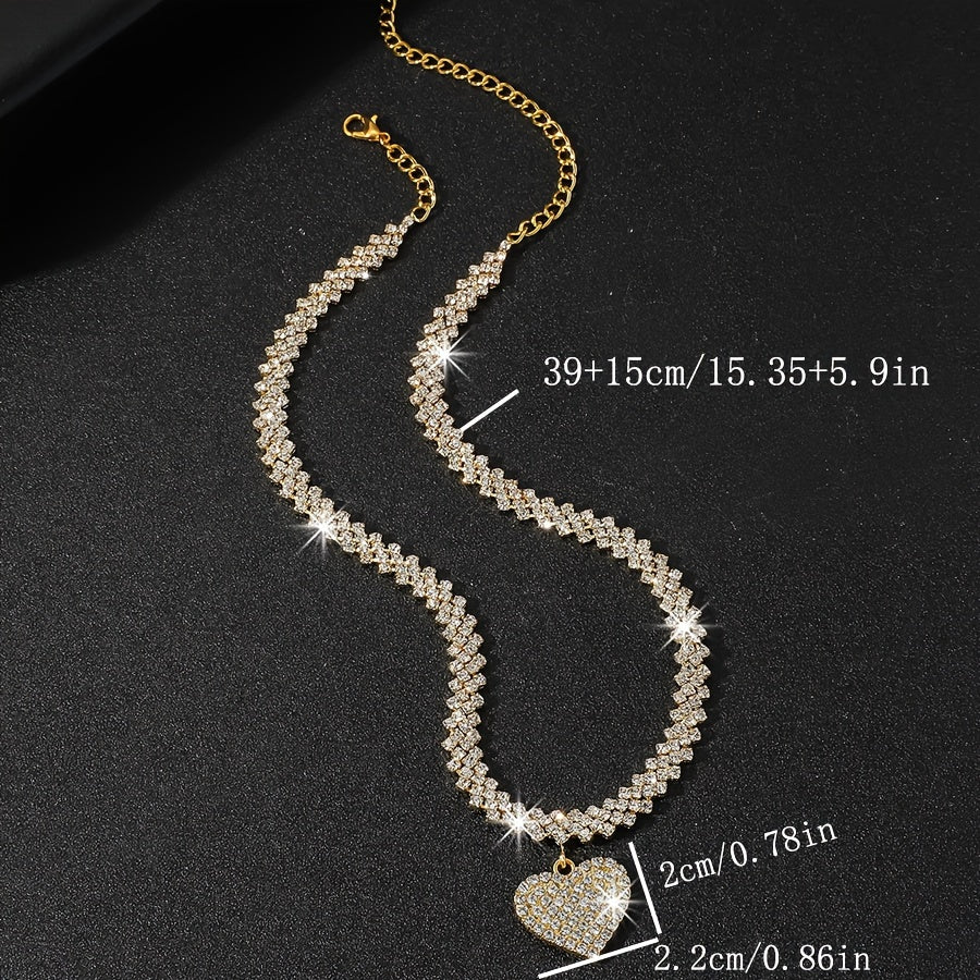 Luxurious Water Crystal Heart Pendant Necklace - Perfect for Everyday Wear