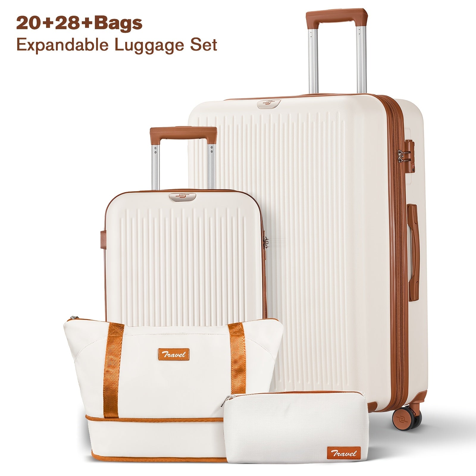 Luggage Suitcase Sets with Expandable Duffle Bags and Cosmetic Case Travel Set, Hardshell Lightweight Carry on and Checked Luggage with Spinner Wheels and TSA Lock
