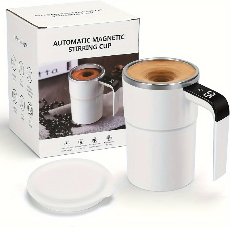 Portable Magnetic USB Rechargeable Self-Stirring Coffee Mug with Smart Temperature Display for Home & Office
