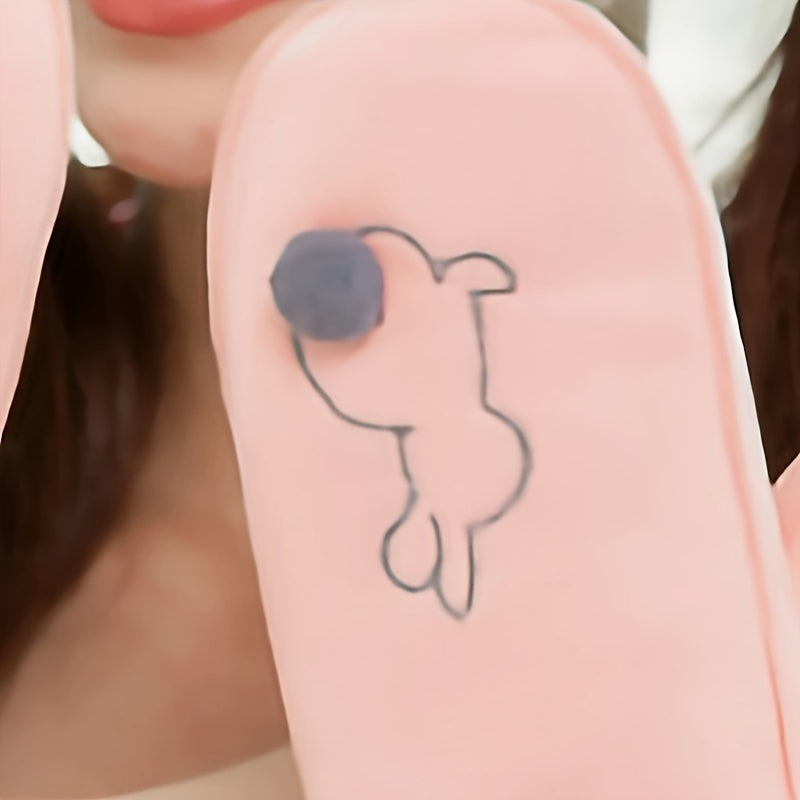 Plush Cuff Mittens Cute Cartoon Embroidered Gloves Winter Thick Warm Hanging Neck Gloves For Women