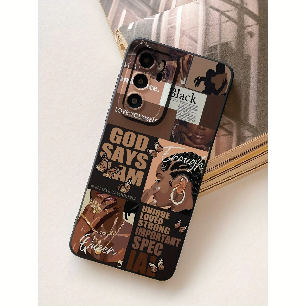 Black Girl Splicing Black Pupil Eyes Suitable for 7/8Plus Full Drop-Proof Soft Shell Simple High-End Air Cushion Suitable for Iphone14Promax Apple 13 Mobile Phone Case Couple Xsmax New 12Pro Drop-Proof Xr Matte 11 Men And Wom