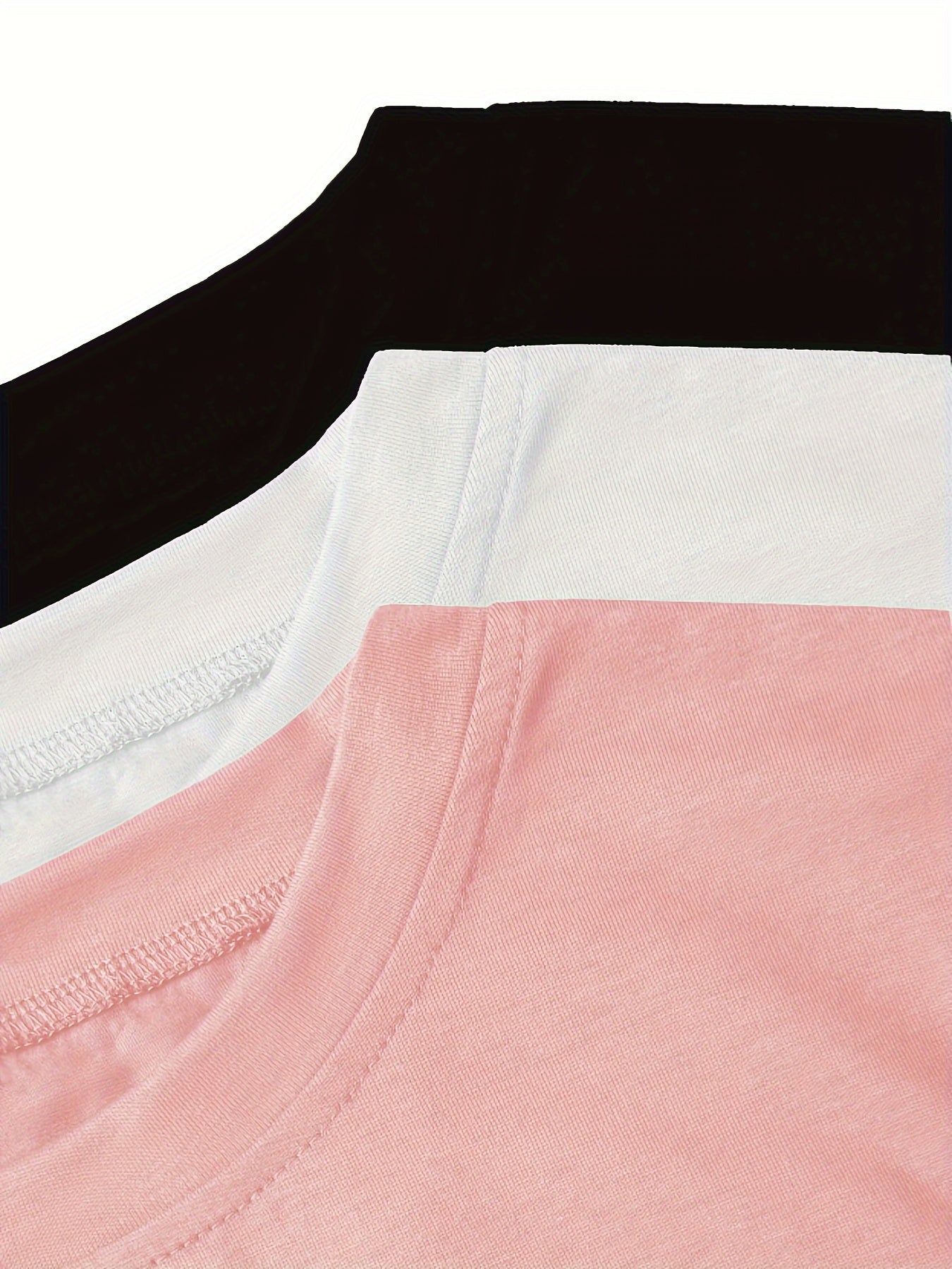 [3 Packs Crew Neck T-Shirt] 3 Packs Letter Print Crew Neck T-Shirt, Casual Short Sleeve T-Shirt For Spring & Summer, Women's Clothing