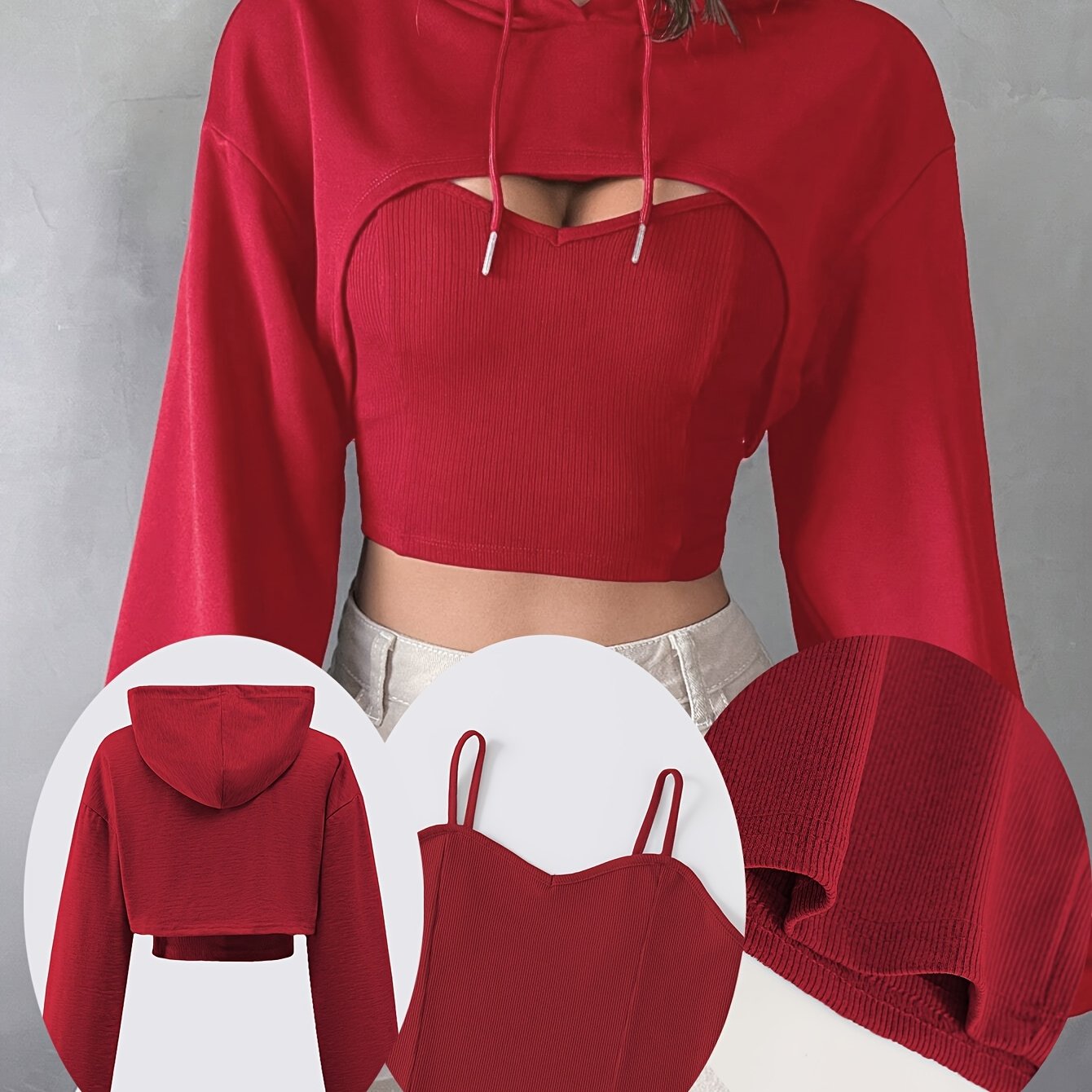 Y2K Solid Color American Style Hoodie + Vest Two-piece Set Sweet and Spicy Fashion Top for Women Spring, Summer and Autumn 2024 New Salt System Street Sports Casual