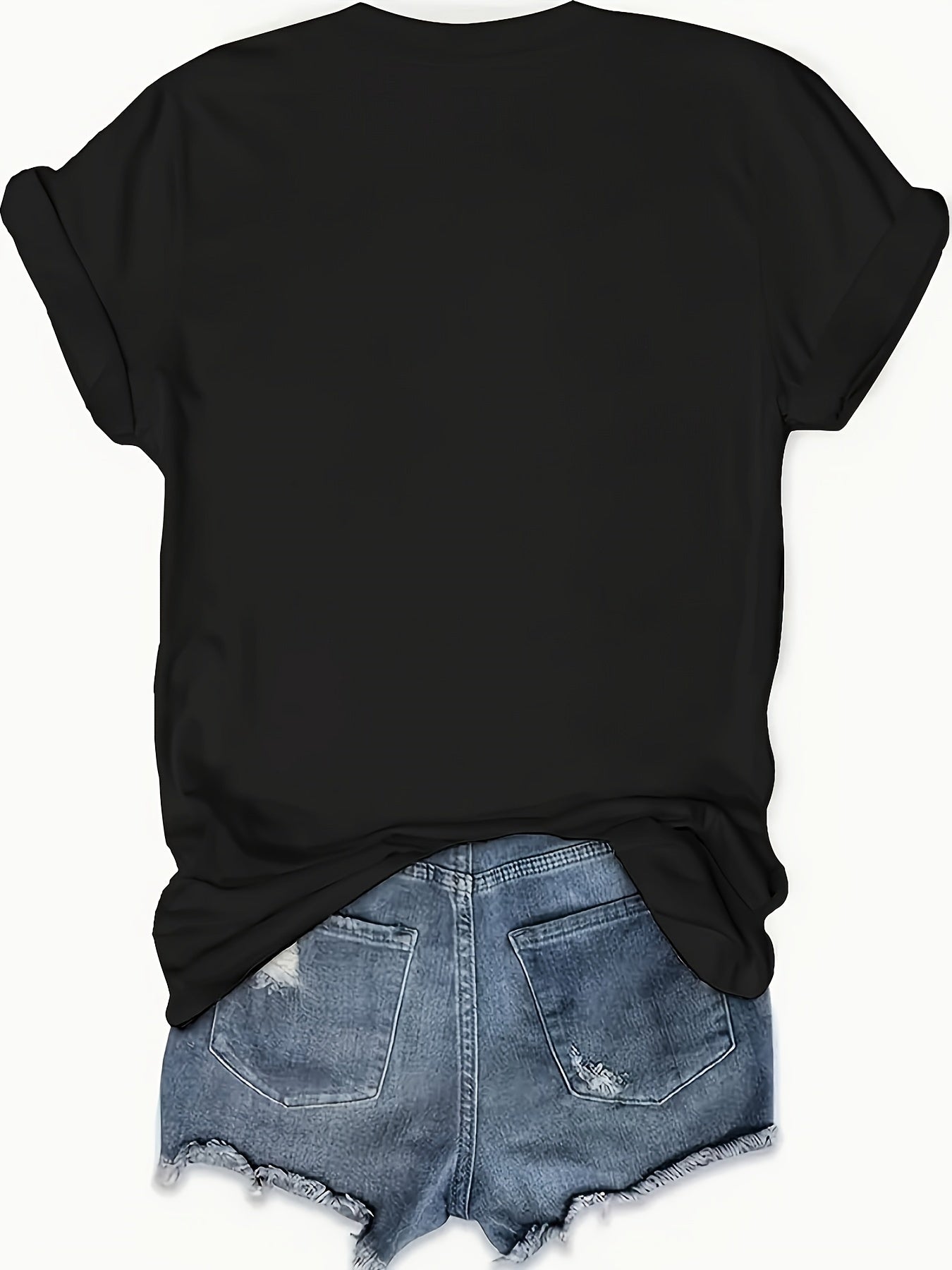 Drawing Print Crew Neck T-shirt, Casual Loose Short Sleeve Summer T-Shirts Tops, Women's Clothing