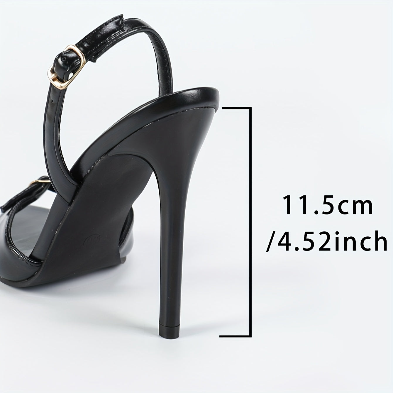 Women's Black Pointed-Toe Stiletto Sandals with Metallic Buckle Strap - Elegant Ankle Strap High Heels for Parties, Proms, and Formal Events, Stiletto Heels